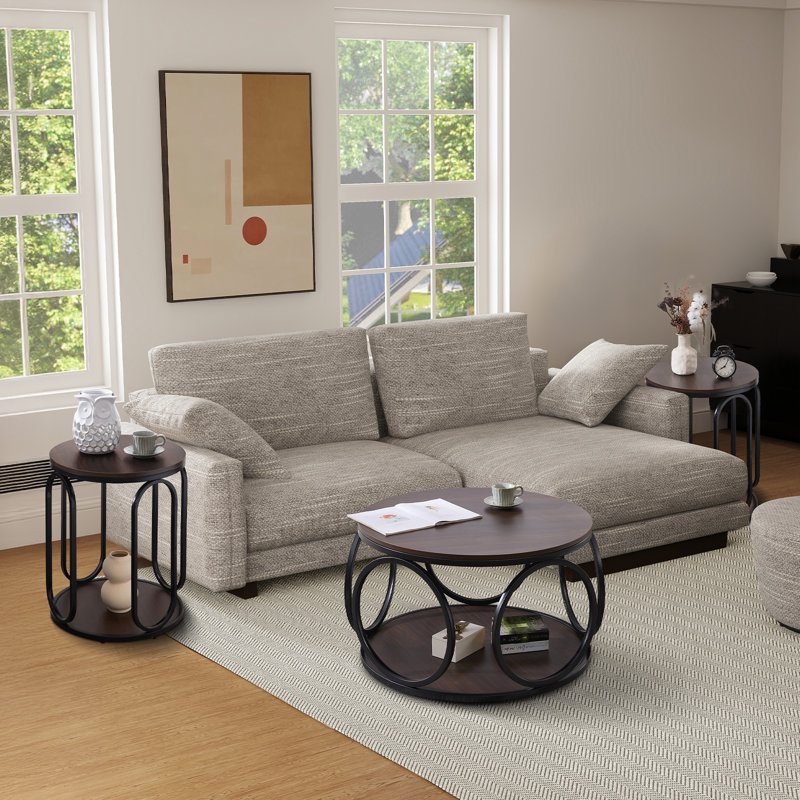 17 Stories 3 Piece Modern Industrial Living Room Table Set Wayfair